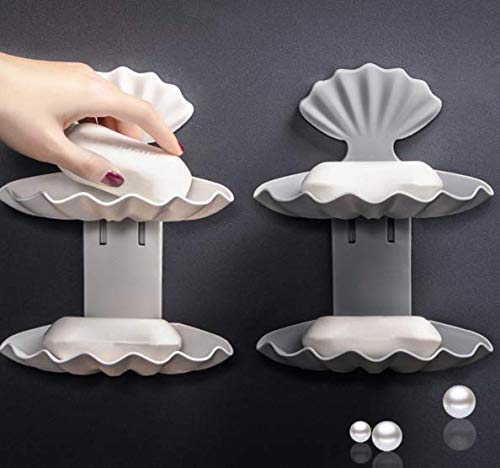 Soap Holder - Shell Shape Wall Mounted Double Layer Soap Case Holder