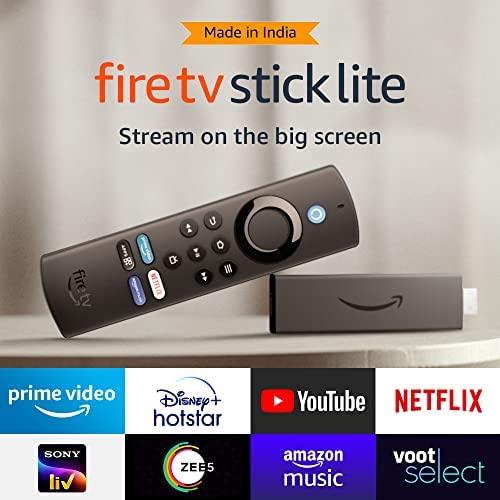 Fire TV Stick Lite with all-new Alexa Voice Remote Lite (no TV controls), HD streaming device | Now with App controls