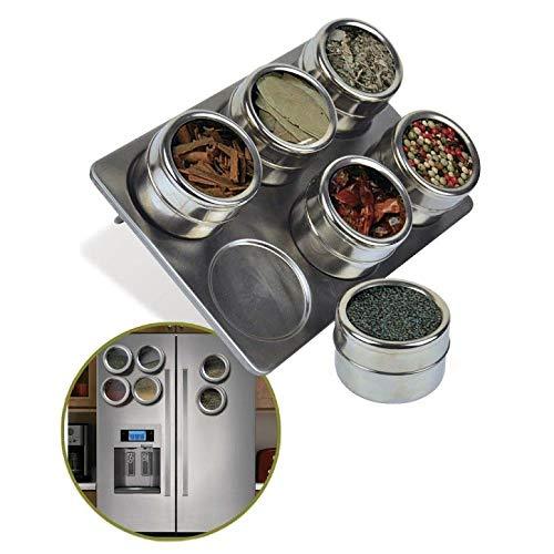 Magnetic Stainless Steel Spice Rack (Set of 6)