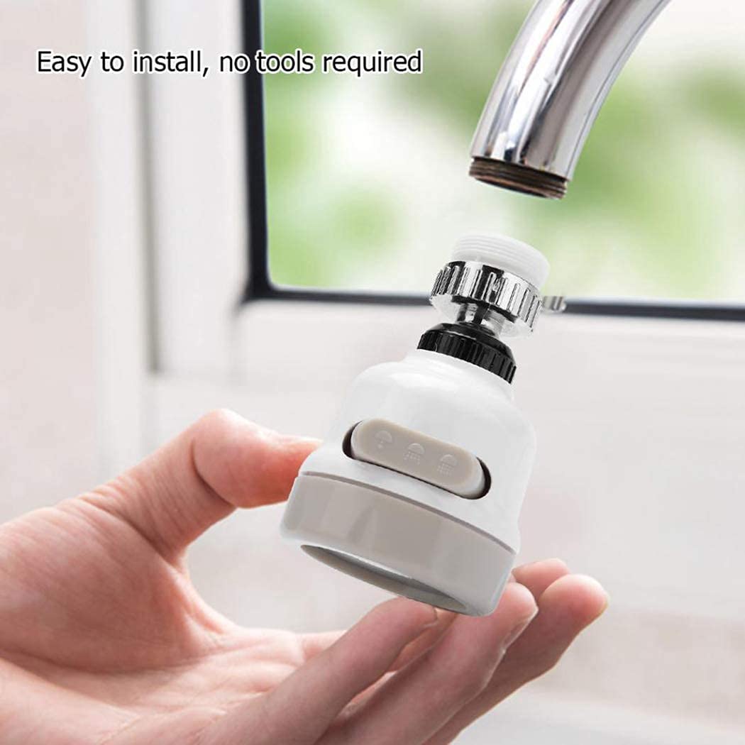 Kitchen Tap Head Movable Sink Faucet 360° Rotatable ABS Sprayer Removable Anti-Splash Adjustable Filter Nozzle Swivel Water Saving Aerator 3 Modes Kitchen tap