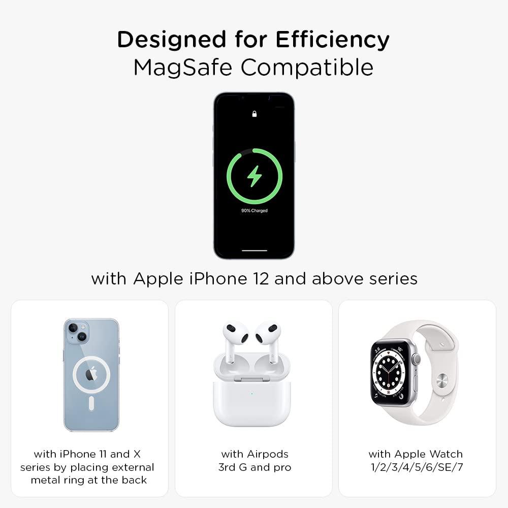 Qubo MagZap Z3 from Hero Group 3 in 1 Wireless Charger, MagSafe Compatible with iPhone, Airpods, Apple Watch & Smartphones, QC Passed