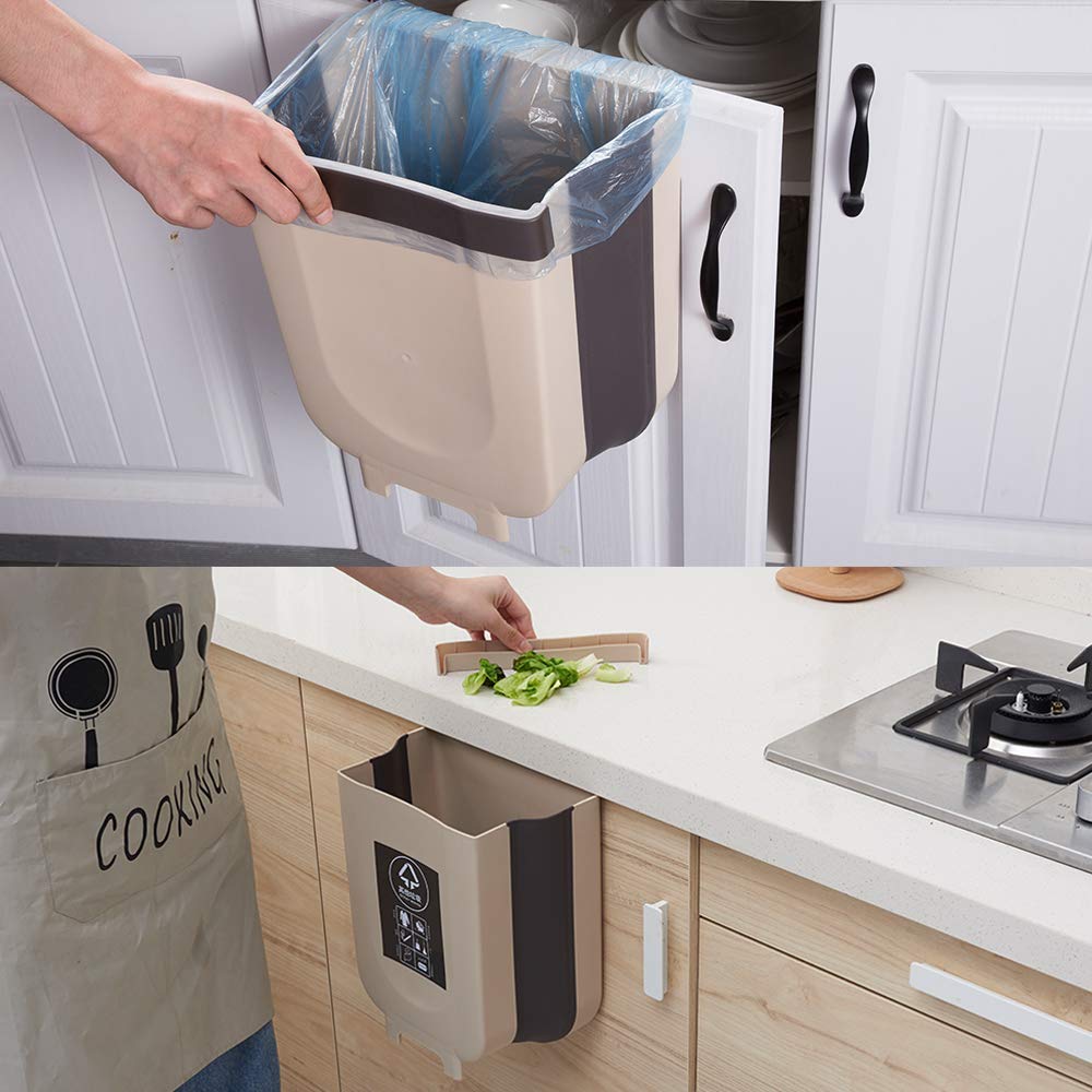 Kitchen Foldable Garbage Trash Box Door Mounted Organizer