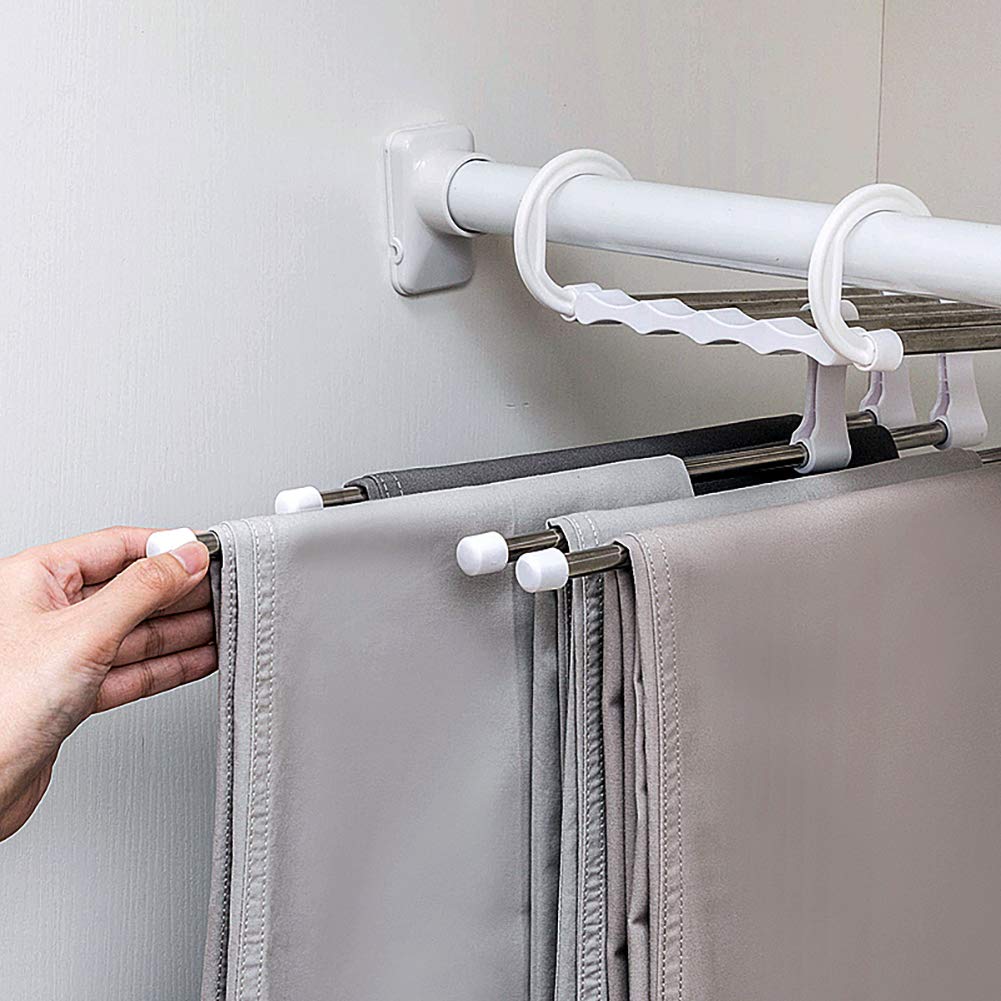 5 in 1 Stainless Steel Multifunction Retractable Pants Rack Trouser Hanger