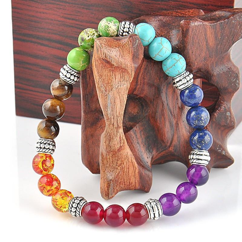 7 Chakra Healing Crystals Bracelet - silver edition