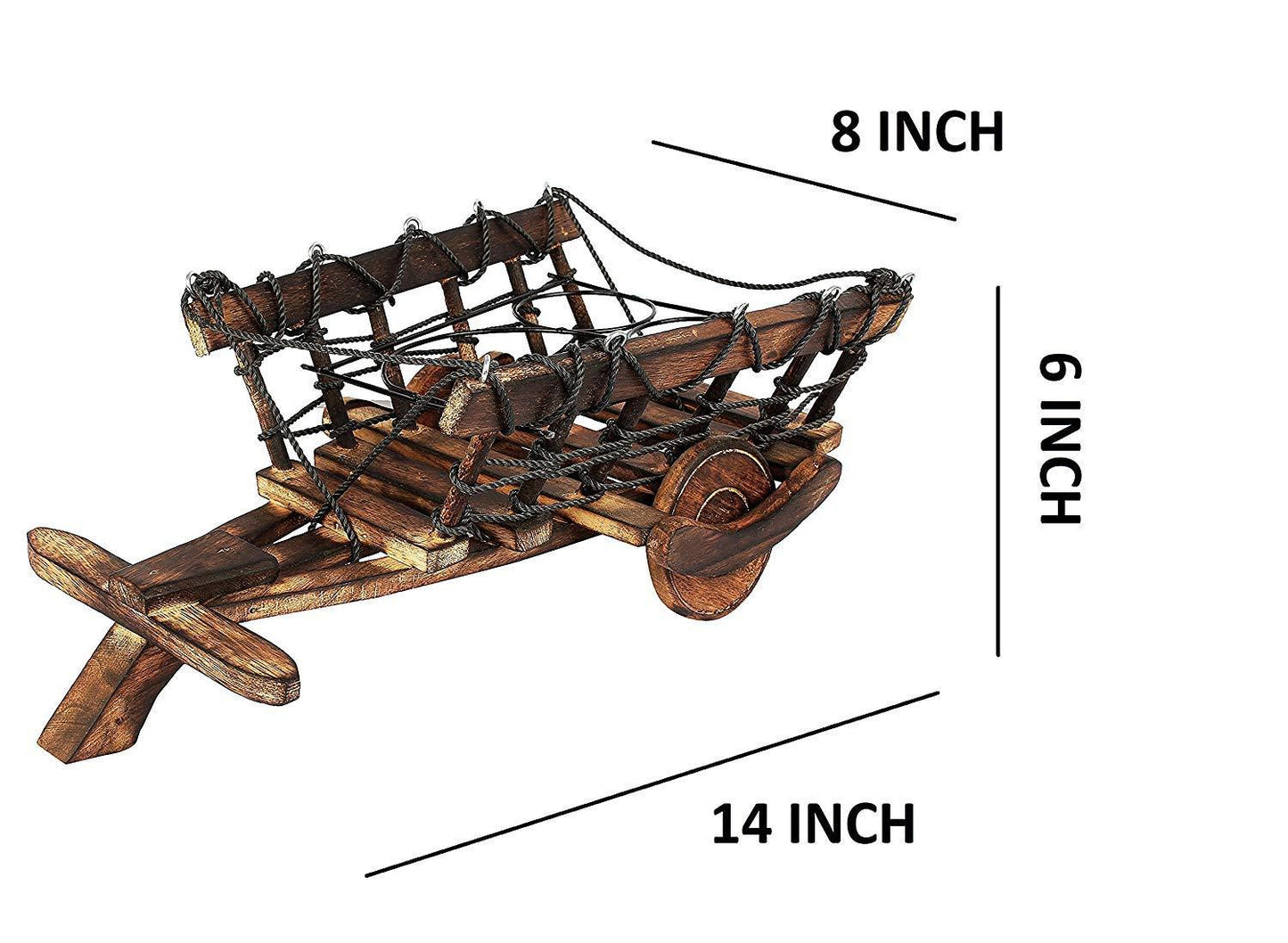 Wooden Cart Shaped 1 Wine Bottle and 2 Glass Holder