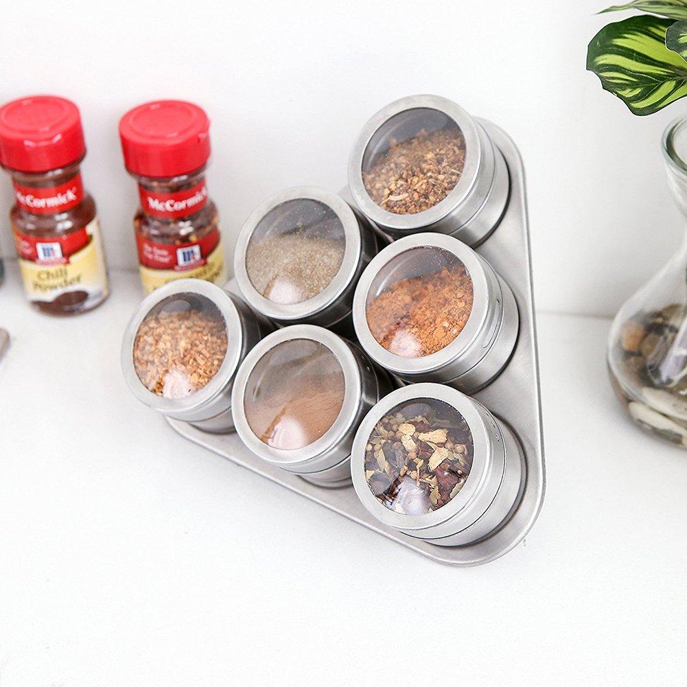 Magnetic Stainless Steel Spice Rack (Set of 6)