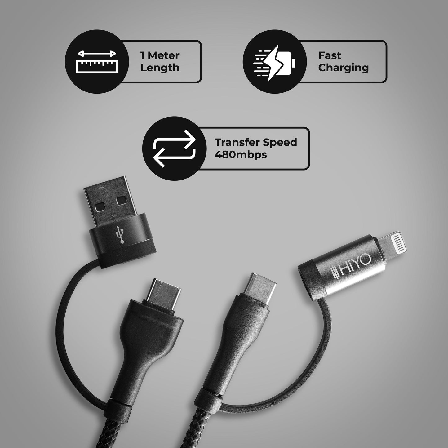 Powerflex 4-in-1  Fast Charging  Cable ( Combo Pack of 2 )