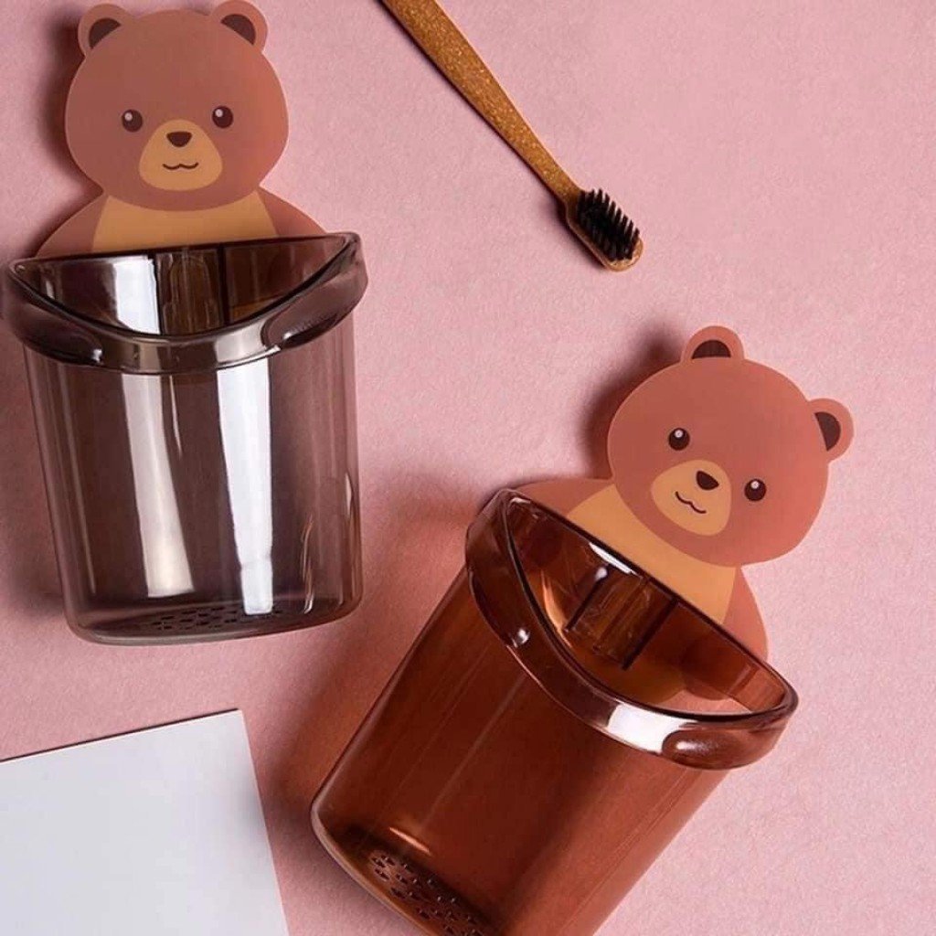 Wall Mounted Self Adhesive Teddy Bear  ToothBrush Holders