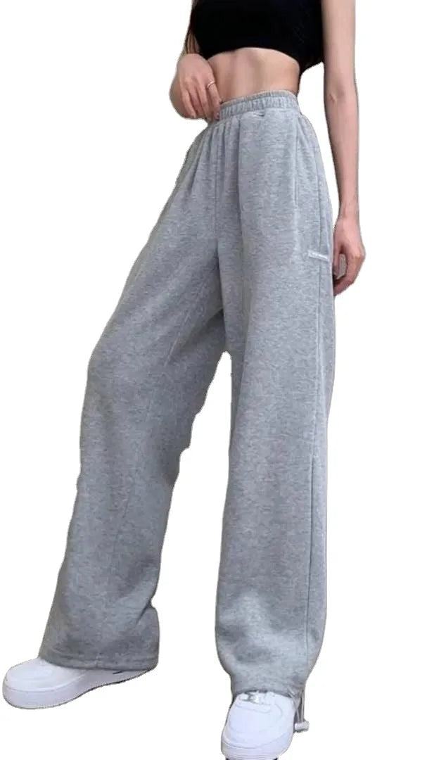 Wholesale Plain Cotton Harem Plazoo Women Pants Streetwear Cargo Loose oversize Trousers Sweat Women Elastic waist=