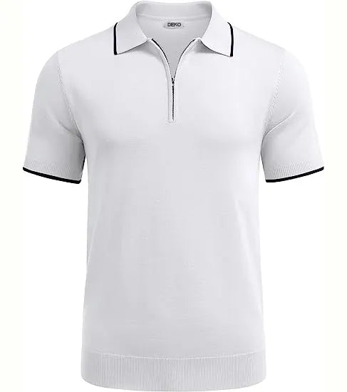 High Quality Men Polo T-shirt Slim Fit Front 1/4 Zip Golf Sportswear Golf Polo 100% Cotton Fabric Custom Design