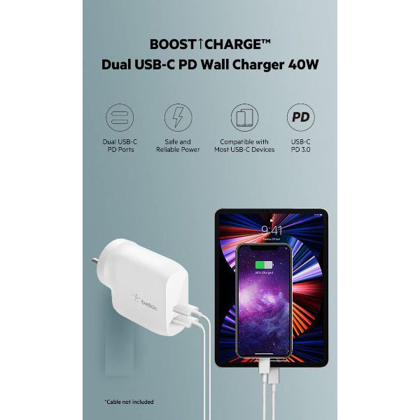 Belkin Boost Dual Wall Fast Charger 40W