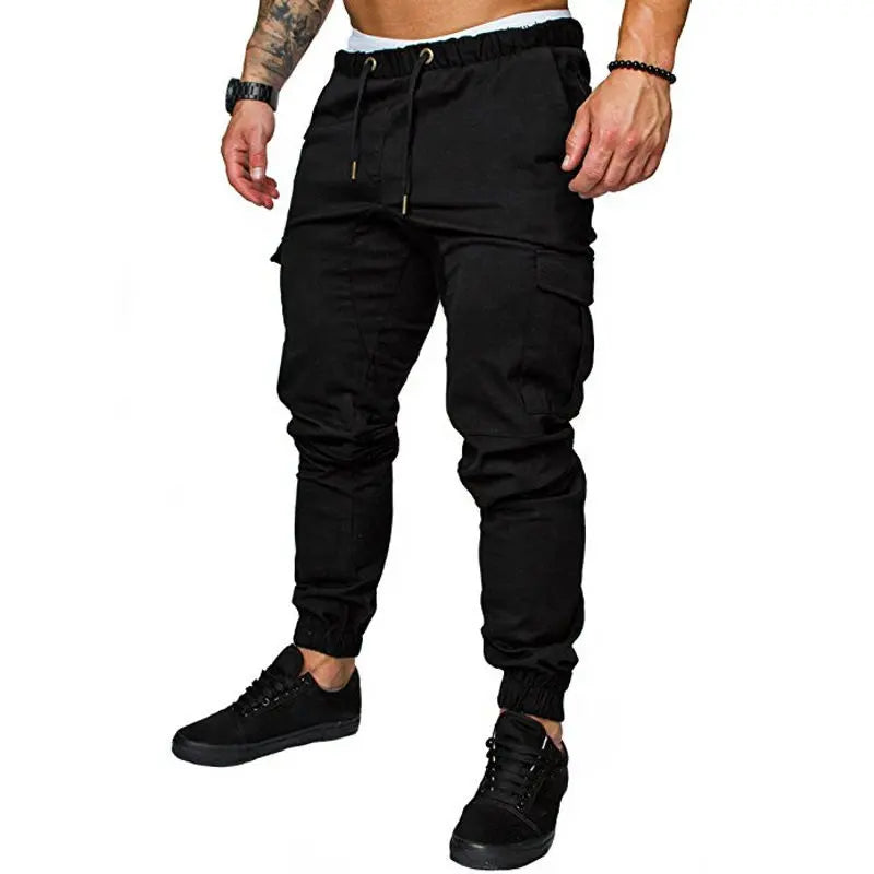 Custom Men Cargo Pants With Side Pockets Grey Khaki Black Men Fitness Trouser Cargo Men's Trousers