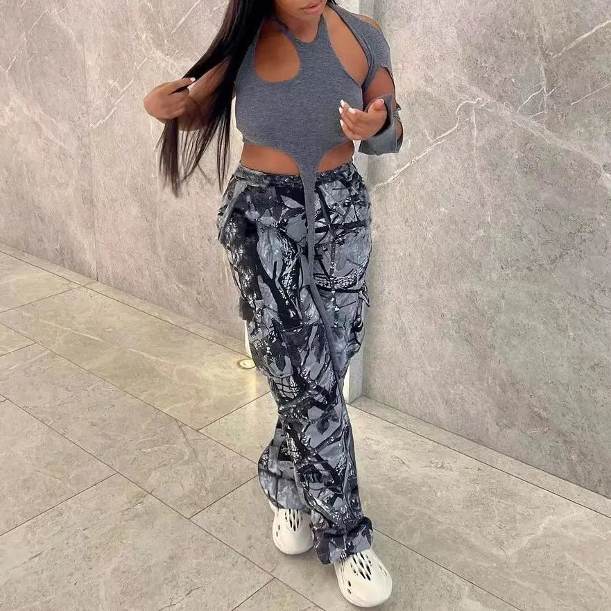 2024 New Fashion Women'S Camouflage Pants High Waist Straight Cargo Mujer Women Streetwear Baggy Women'S