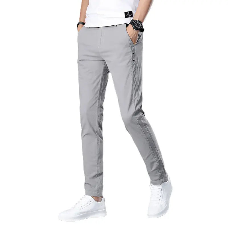 Custom Logo Casual Formal Luxury Trousers Cotton Plaid Slim Fit Side Pocket Zipper Work Cargo For Men