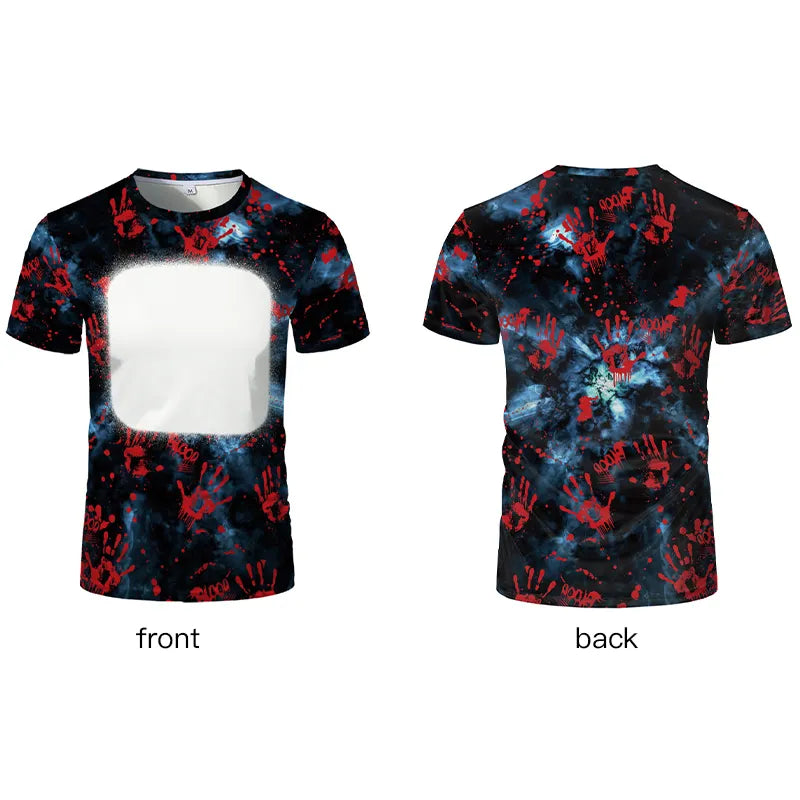 2024 USA Size Polyester Sublimation Shirt Blank Customized Logo Bleached Custom Oversized Halloween T