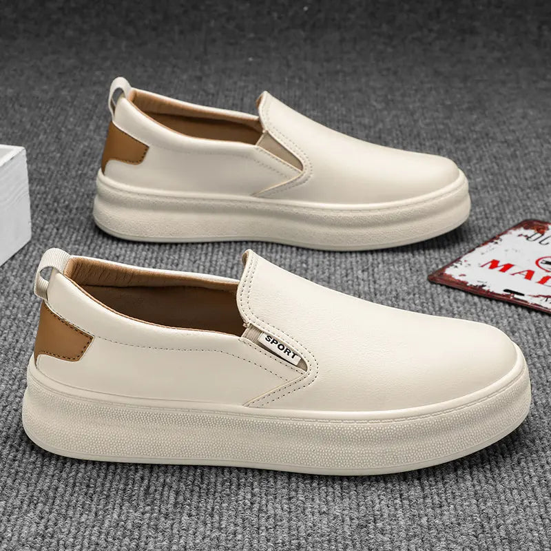 2024 Casual Shoes Microfiber Summer Leather Wear-Resistant Men's Fashion Small White Skateboard