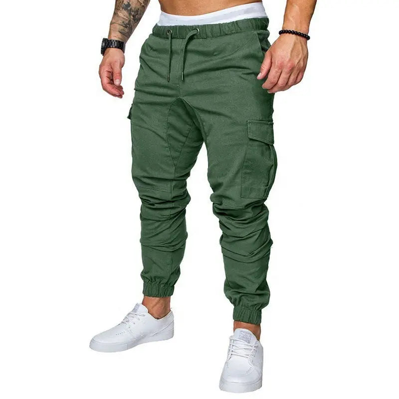 Custom Men Cargo Pants With Side Pockets Grey Khaki Black Men Fitness Trouser Cargo Men's Trousers