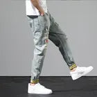 Dropshipping summer thin men's denim jeans casual ripped nine points slim latest fashion