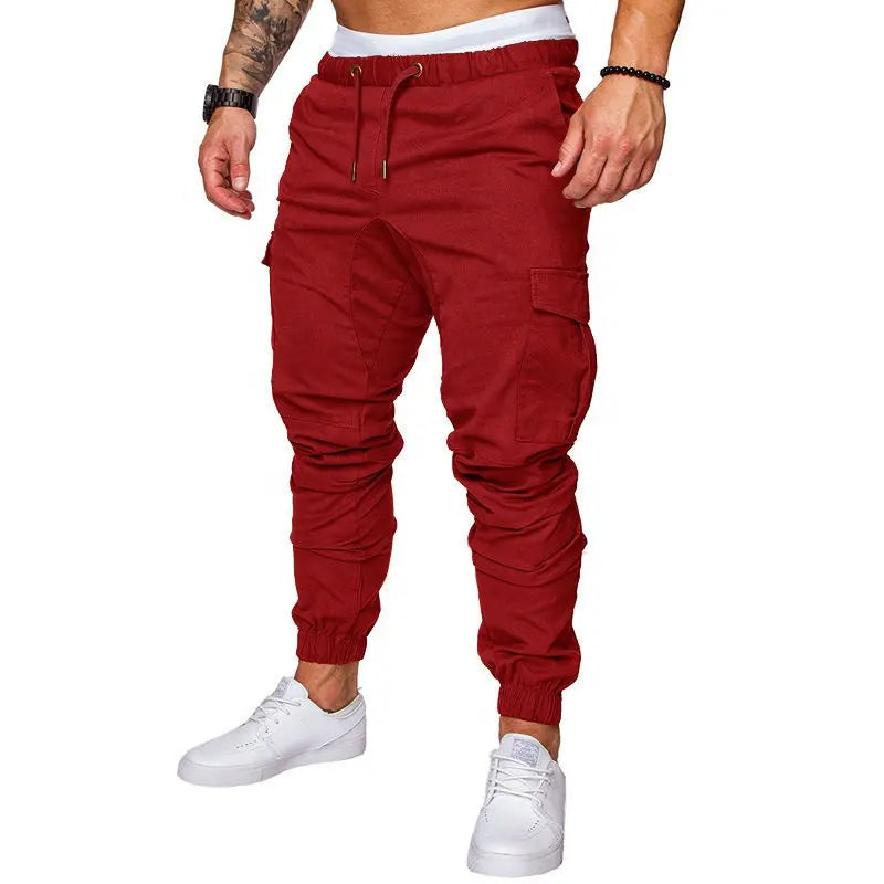 Custom Men Cargo Pants With Side Pockets Grey Khaki Black Men Fitness Trouser Cargo Men's Trousers