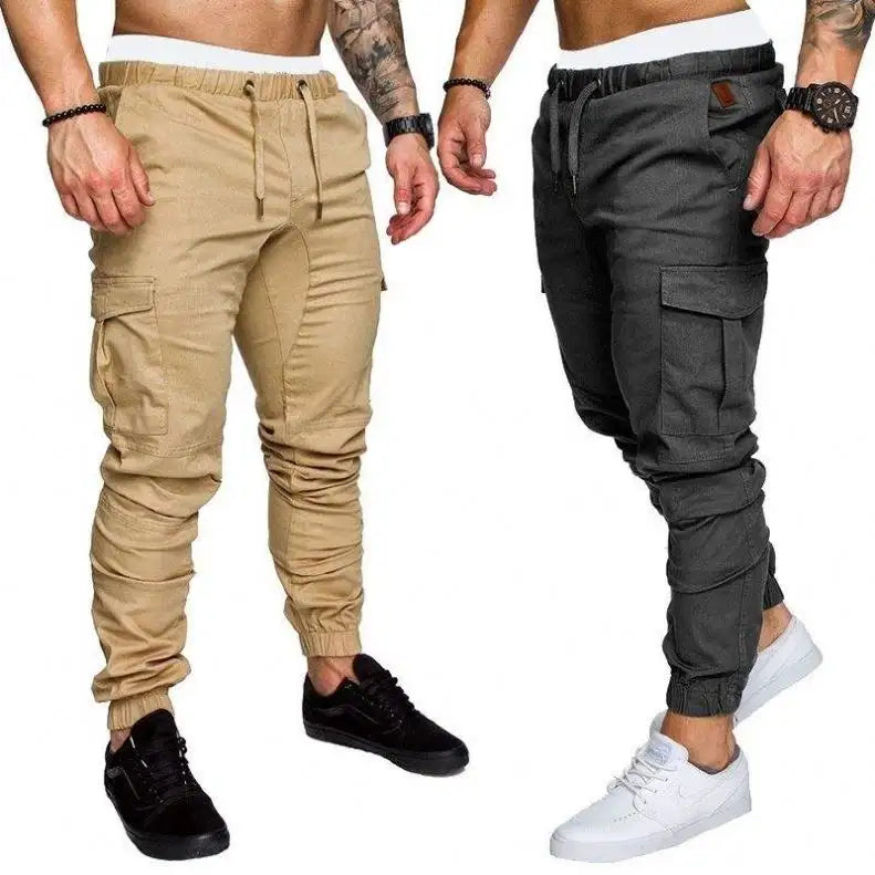 2024 New Fashion Men Multi-pocket Hip Hop Pants Trousers Sweatpants Male Casual Cargo Canvas Fabric Medium Outdoor Wear