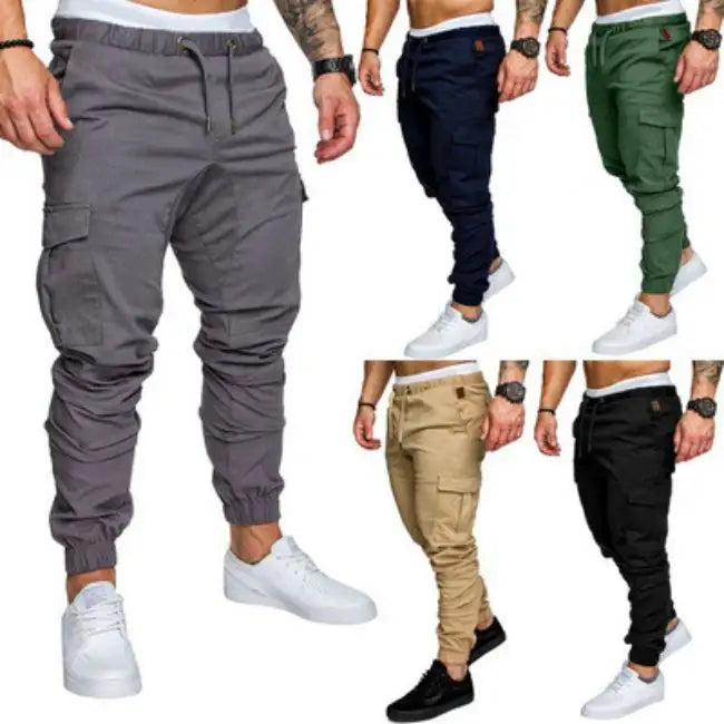 2024 New Fashion Men Multi-pocket Hip Hop Pants Trousers Sweatpants Male Casual Cargo Canvas Fabric Medium Outdoor Wear