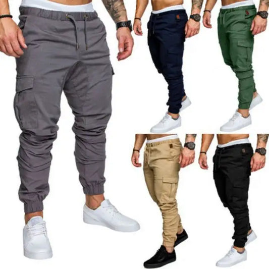 2024 New Fashion Men Multi-pocket Hip Hop Pants Trousers Sweatpants Male Casual Cargo Canvas Fabric Medium Outdoor Wear