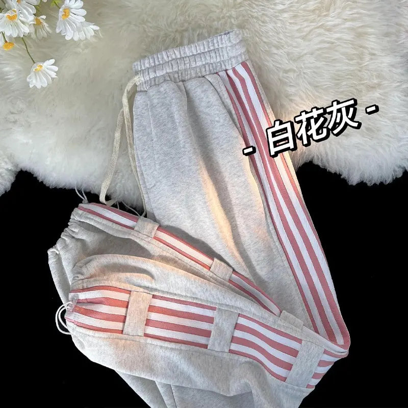 2022 new pink stitching sports pants women's summer thin hip-hop casual all-match loose-fitting