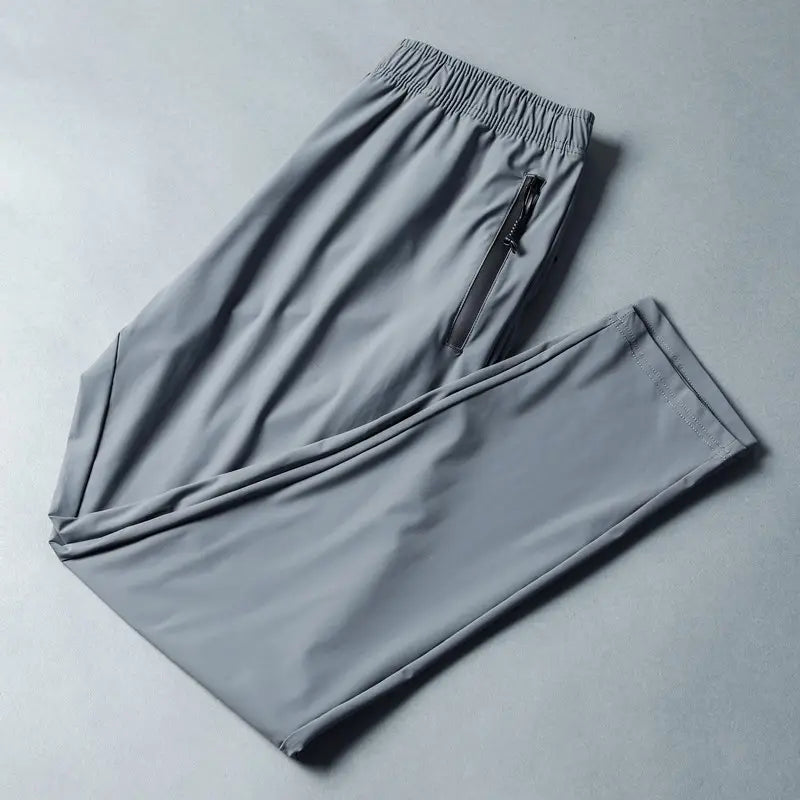 2023 Quick-drying sports leisure trousers ice silk elastic waist sports breathable polyester spandex running