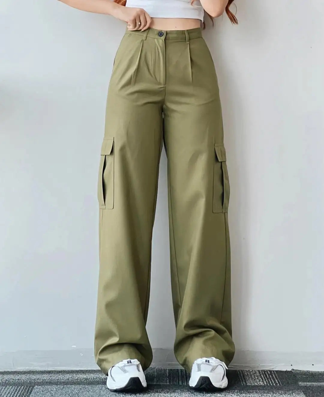 Wholesale Cargo Pants Ladies Casual Trouser Woman Clothes Women High Waisted Trousers with Pocket