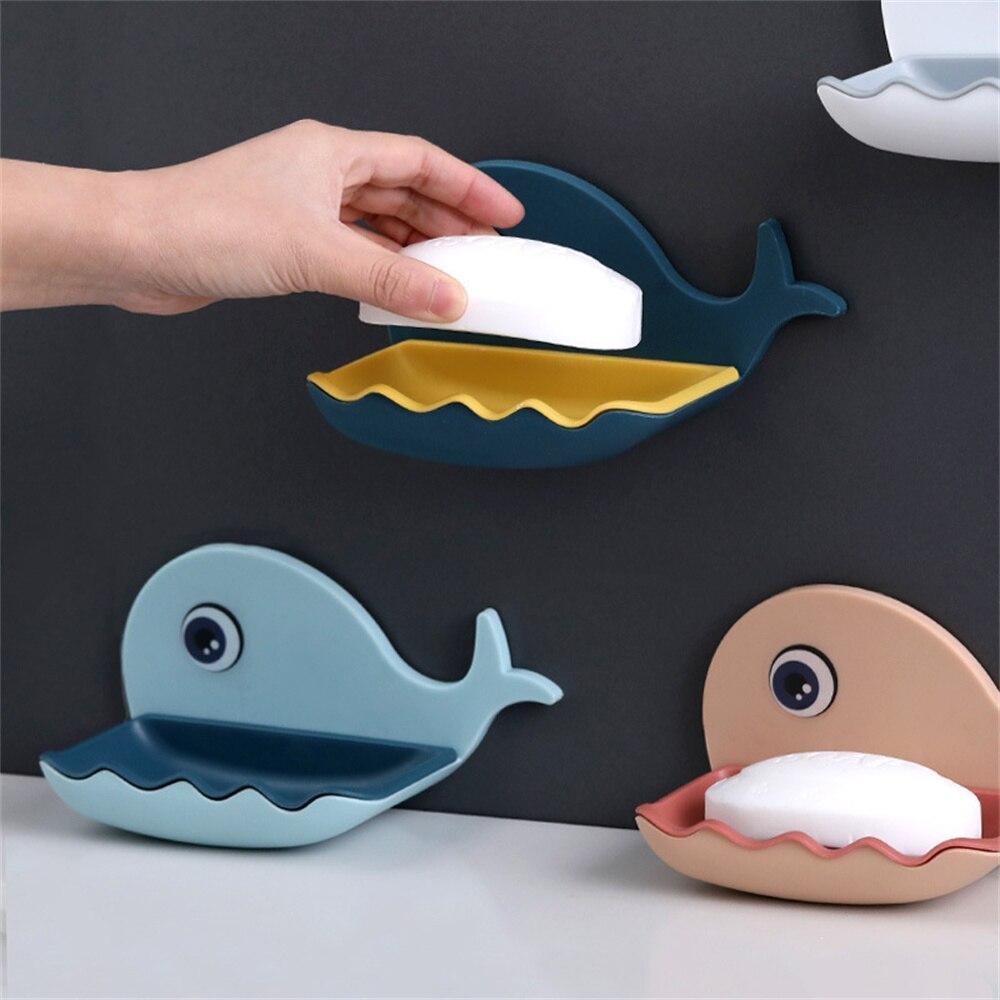 Wall Mounted Whale Shaped Soap Holder Shower Drain Soap Box