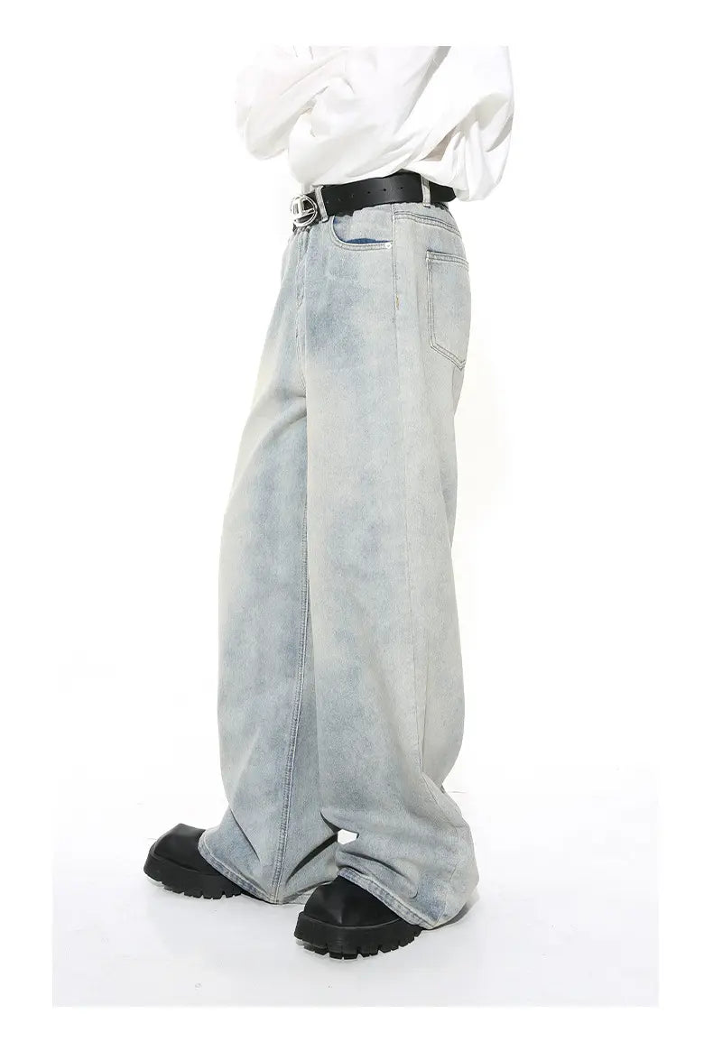 New custom loose fit denim pants stylish vintage loose straight baggy Denim Trousers wide leg High Street Baggy Jeans for men