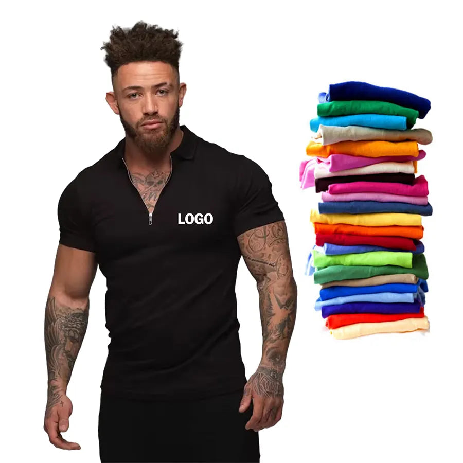 OEM Custom 3D Embroidery Logo Pattern Compressed Styling Breathable Sweat-wiking Men's Polo T- For Boy Daily Casual Wear