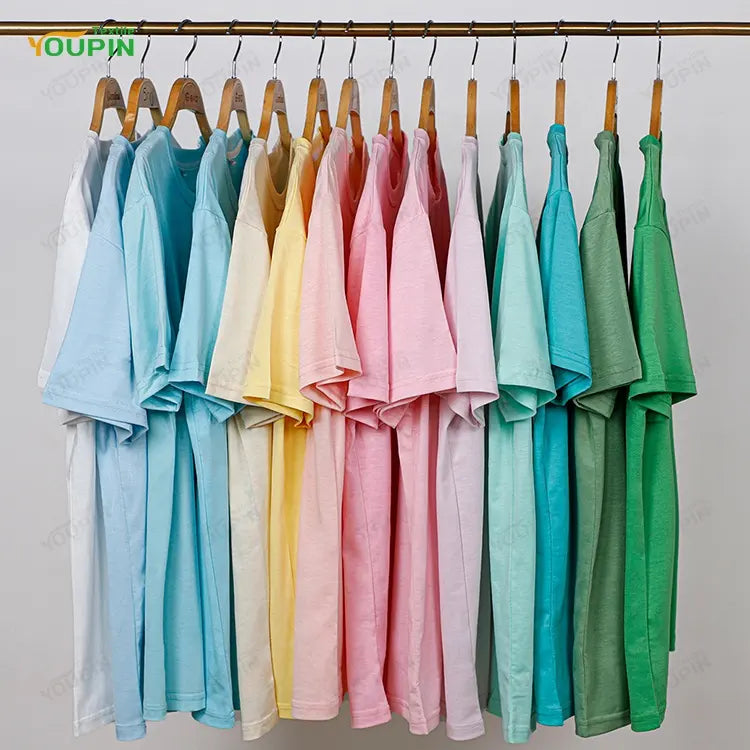 Wholesale Pastel Color Short Sleeve Soft Polyester Cotton Feel Summer Tee Sublimation Blank Unisex Polyester T