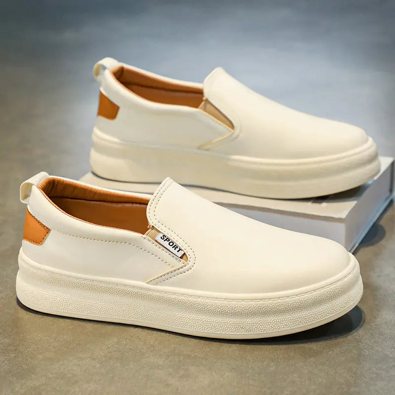 2024 Casual Shoes Microfiber Summer Leather Wear-Resistant Men's Fashion Small White Skateboard