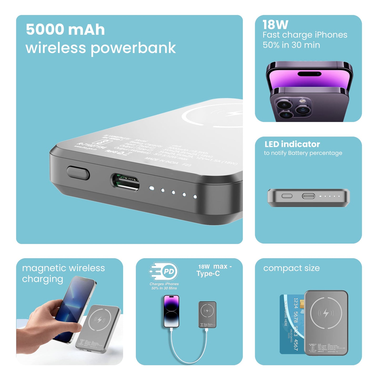 Click 5000mAh Magnetic Wireless Powerbank