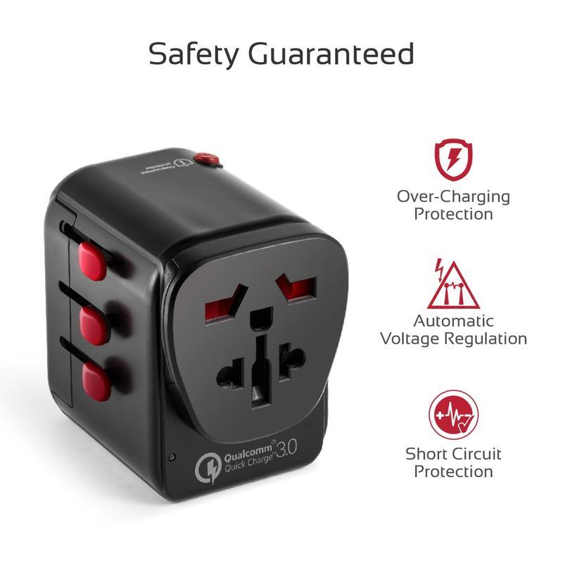 Tripmate - Travel Adapter with Re-settable Fuse & 30 Watt Output. Qualcomm 3.0 USB Type-C™ 18W Power Delivery Port