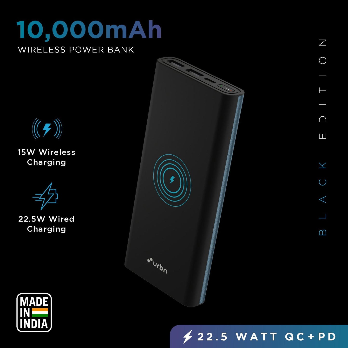 10,000 mAh Wireless Power Bank - Urbn