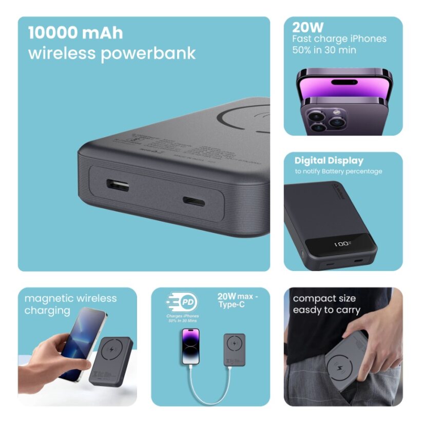 Click PLUS 10000mAh Magnetic Wireless Powerbank